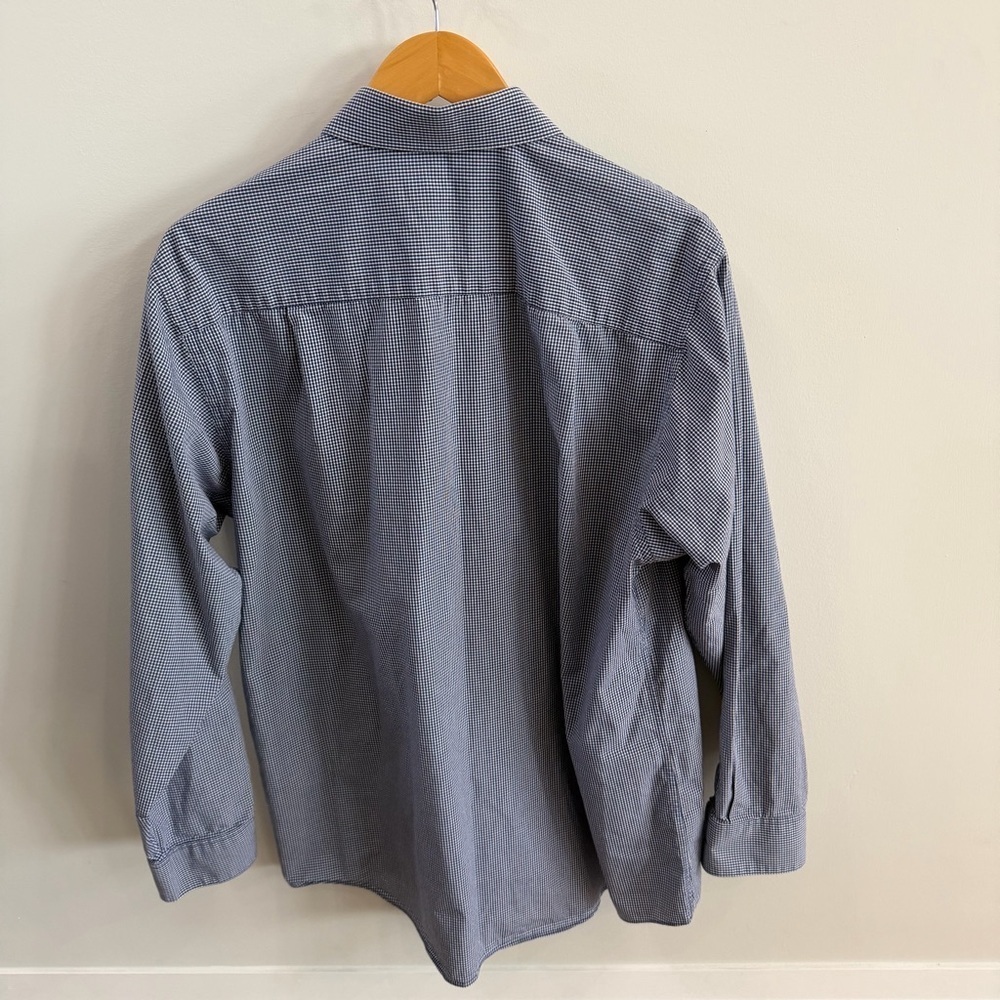 Calvin Klein Men’s Blue Checkered Dress Shirt – Size 16½ - Picture 3 of 6